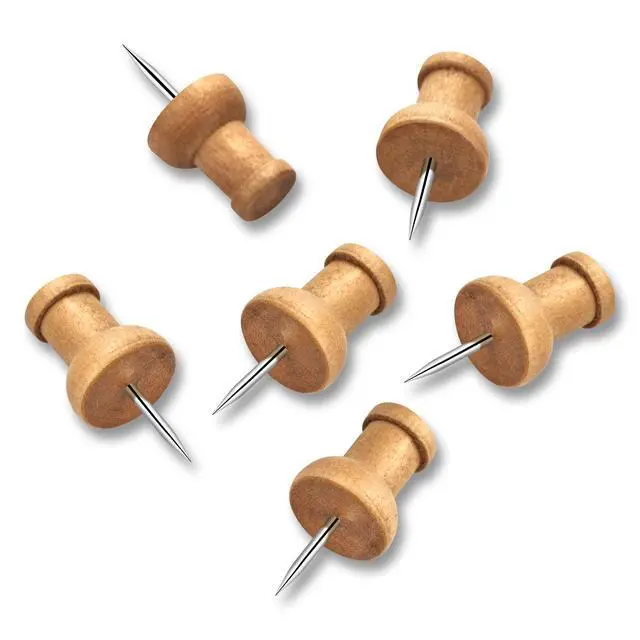 Alt view image 2 of 7 - 40Pcs Wood Push Pins Decorative Thumb Tacks for Cork Board Bulletin Board Map Pins