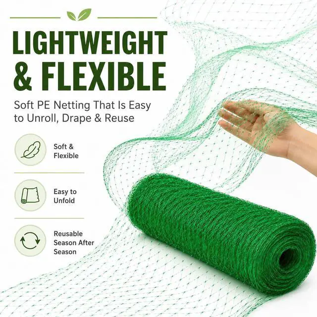 Alt view image 4 of 7 - 8x16.4FT Garden Bird Netting, Reusable Fine Mesh for Plant Protection, Fruit Trees, Vegetable Plants, Blueberry Bushes, Raised Beds, Chicken Coop