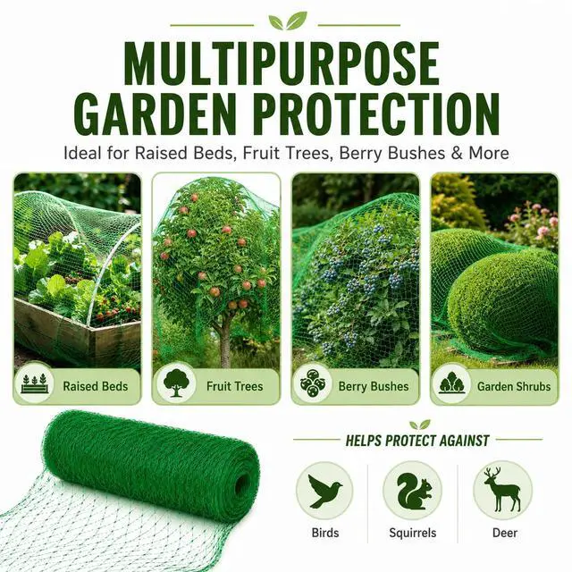 Alt view image 6 of 7 - 8x16.4FT Garden Bird Netting, Reusable Fine Mesh for Plant Protection, Fruit Trees, Vegetable Plants, Blueberry Bushes, Raised Beds, Chicken Coop