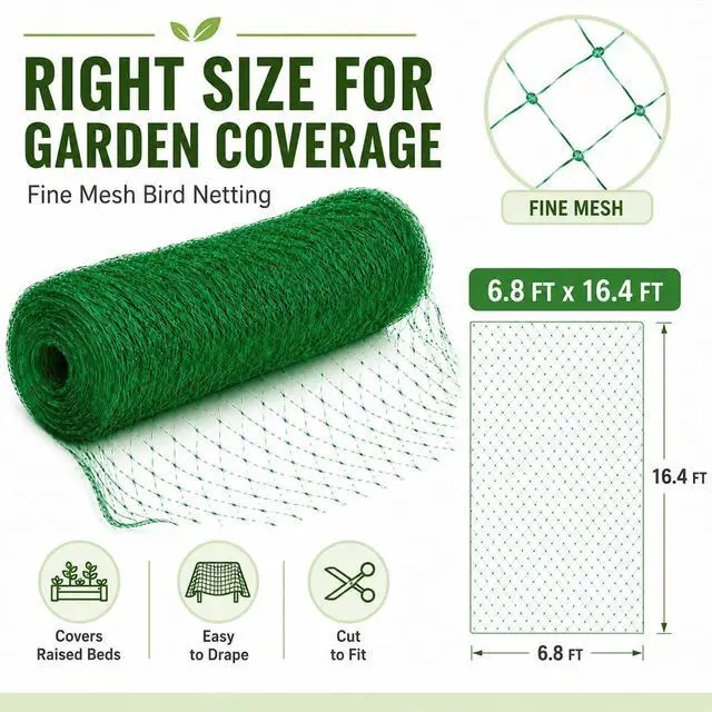 Alt view image 7 of 7 - 8x16.4FT Garden Bird Netting, Reusable Fine Mesh for Plant Protection, Fruit Trees, Vegetable Plants, Blueberry Bushes, Raised Beds, Chicken Coop