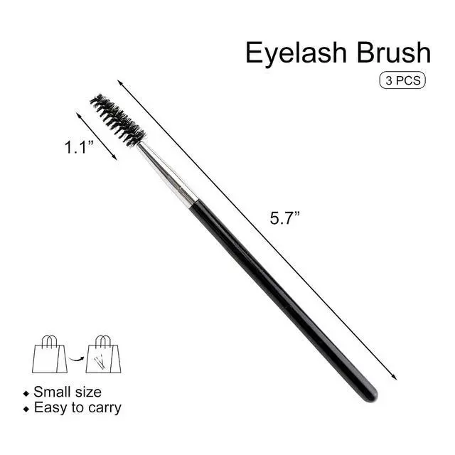 Alt view image 4 of 6 - Quacc 3 PCS Eyelash Spoolies Brushes, Black