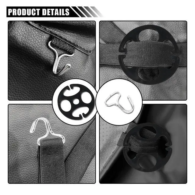 Alt view image 4 of 6 - 24PCS Plum Plate Metal Hooks with Locking Clips and Plastic Fasteners, 12 Hooks + 12 Plastic Chucks, Car Seat Cover Accessories (Black)