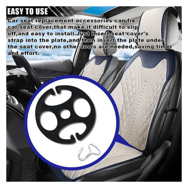 Alt view image 6 of 6 - 24PCS Plum Plate Metal Hooks with Locking Clips and Plastic Fasteners, 12 Hooks + 12 Plastic Chucks, Car Seat Cover Accessories (Black)