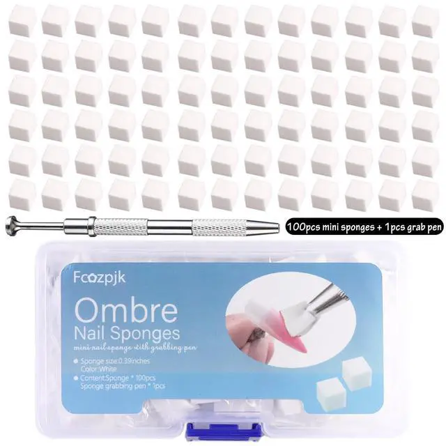 Alt view image 5 of 6 - Fcozpjk Soft Sponges with Grabbing Pen and Brush for Ombre & Aura Nail Art, 100 Pieces, Professional Manicure Tools