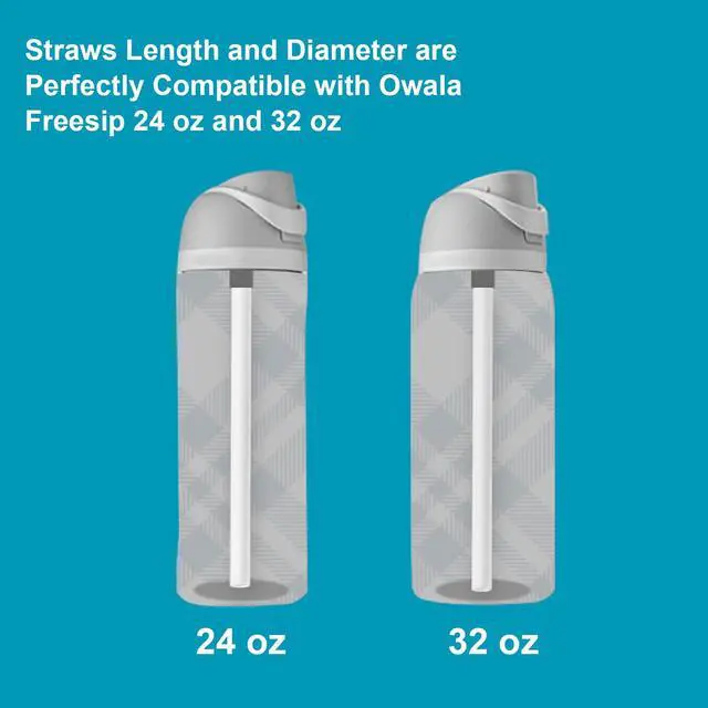 Alt view image 3 of 5 - Straw Replacement for Owala Water Bottle 24oz 32oz Accessories Set - 6Pack BPA-Free Straws, 2Pack Cleaning Brushes