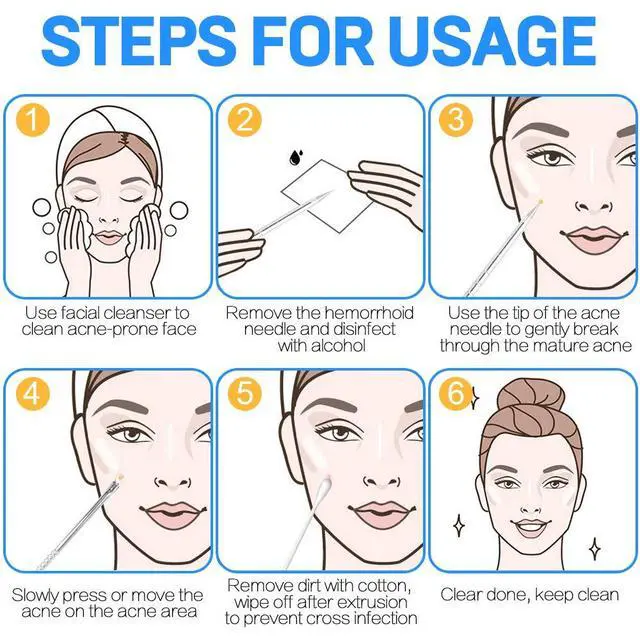Alt view image 4 of 6 - Teenitor 2-in-1 Surgical Grade Pimple Extractor Blackhead Comedone Removal Tool for Face Nose Silver