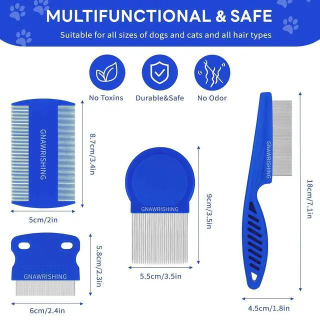 Alt view image 4 of 6 - 4-Pack Stainless Steel Flea Comb for Dogs & Cats