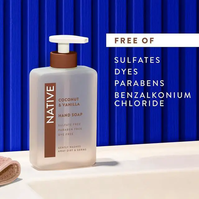 Alt view image 2 of 6 - Native Liquid Hand Soap, Coconut & Vanilla Scent, Non-Drying Formula for Soft, Smooth Hands, Plant-Based Cleansers, Sulfate & Paraben Free, 13oz Bottle