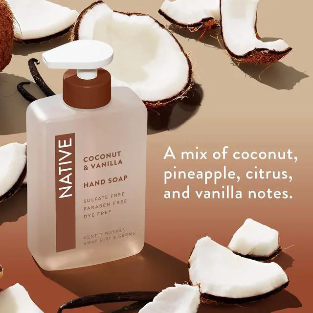 Alt view image 3 of 6 - Native Liquid Hand Soap, Coconut & Vanilla Scent, Non-Drying Formula for Soft, Smooth Hands, Plant-Based Cleansers, Sulfate & Paraben Free, 13oz Bottle