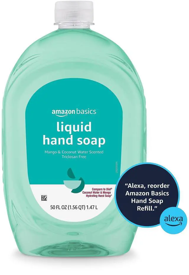 Alt view image 5 of 5 - Amazon Basics Liquid Hand Soap Refill, 50Fl Oz, Mango and Coconut Water Scent, Triclosan-Free, Dermatologist Tested, pH Balanced, Paraben-Free