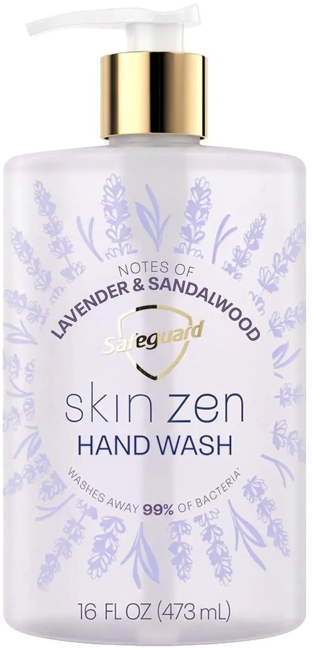 Main image of Safeguard Skin Zen Liquid Hand Soap, Lavender & Sandalwood, 16 oz, Washes Away 99% Bacteria, Natural Moisturizers & 2X Skin Conditioners, pH Balanced