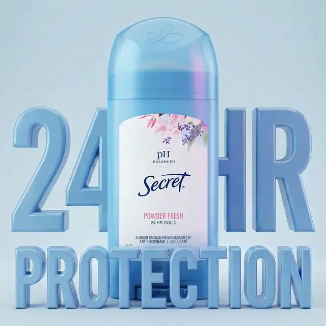 Alt view image 5 of 6 - Secret Powder Fresh Scent Antiperspirant and Deodorant for Women, 24hr Sweat and Odor Protection, PH Balanced, Gentle on Skin, Wide Solid Stick, 2.7 oz