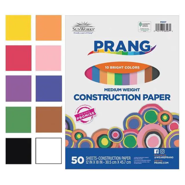 Alt view image 6 of 6 - Prang (Formerly SunWorks) Construction Paper, 10 Assorted Colors, 12"x18", 50 Sheets