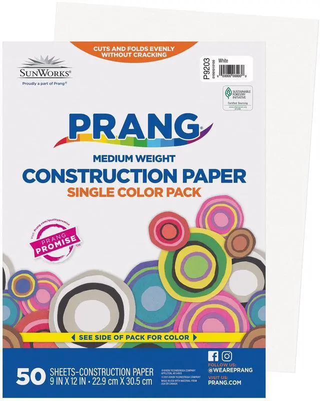 Main image of Prang (Formerly SunWorks) Construction Paper, White, 9"x12", 50 Sheets