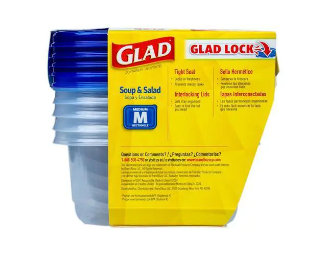 Alt view image 5 of 6 - GladWare Medium Rectangle Food Storage Containers, 24oz, 5 Count