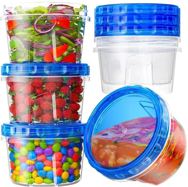 Main image of BiuLeon 6 Pack 17oz Freezer Storage Containers, Plastic with Twist Top Lids, BPA Free, Reusable, Microwave and Dishwasher Safe