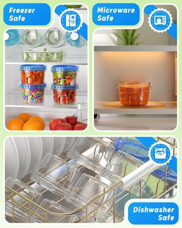 Alt view image 4 of 7 - BiuLeon 6 Pack 17oz Freezer Storage Containers, Plastic with Twist Top Lids, BPA Free, Reusable, Microwave and Dishwasher Safe