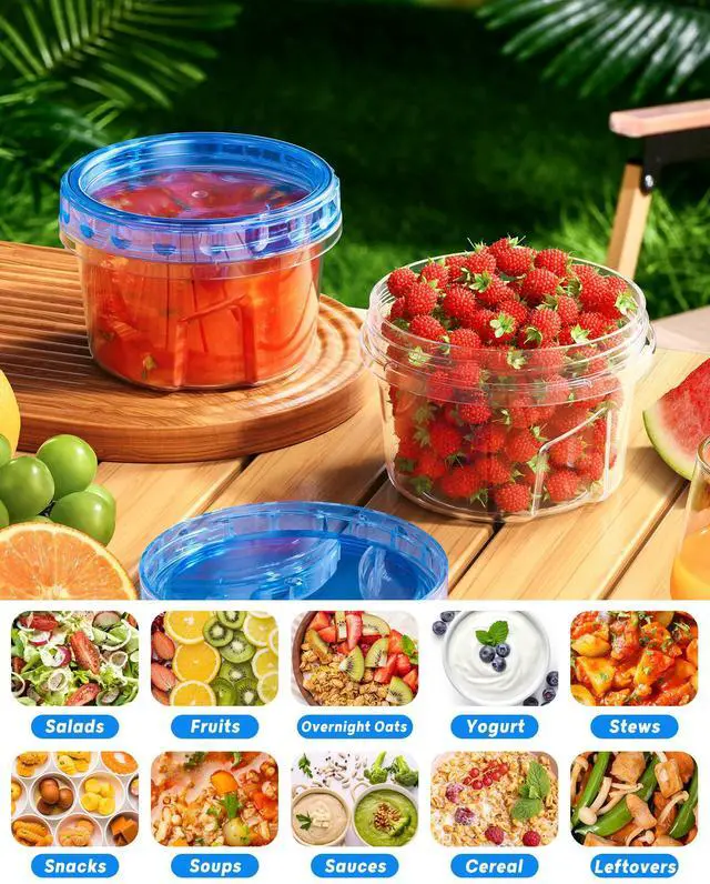 Alt view image 3 of 7 - BiuLeon 6 Pack 17oz Freezer Storage Containers, Plastic with Twist Top Lids, BPA Free, Reusable, Microwave and Dishwasher Safe
