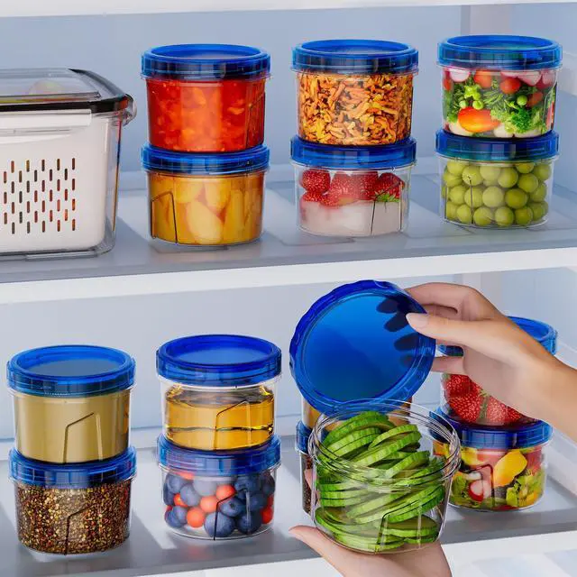 Alt view image 4 of 6 - 6 Pack 16OZ Plastic Freezer Storage Containers with Twist Top Lids, Round, Reusable, Microwave/Dishwasher Safe