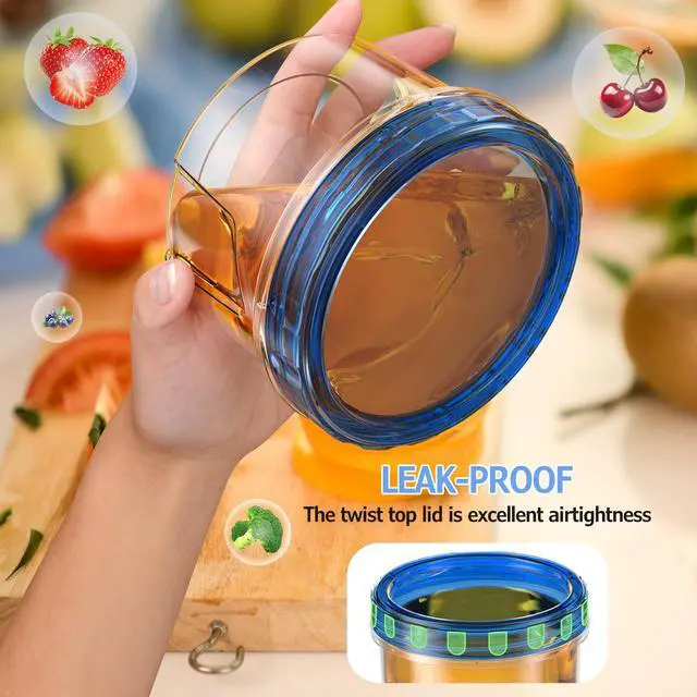 Alt view image 3 of 6 - 6 Pack 16OZ Plastic Freezer Storage Containers with Twist Top Lids, Round, Reusable, Microwave/Dishwasher Safe