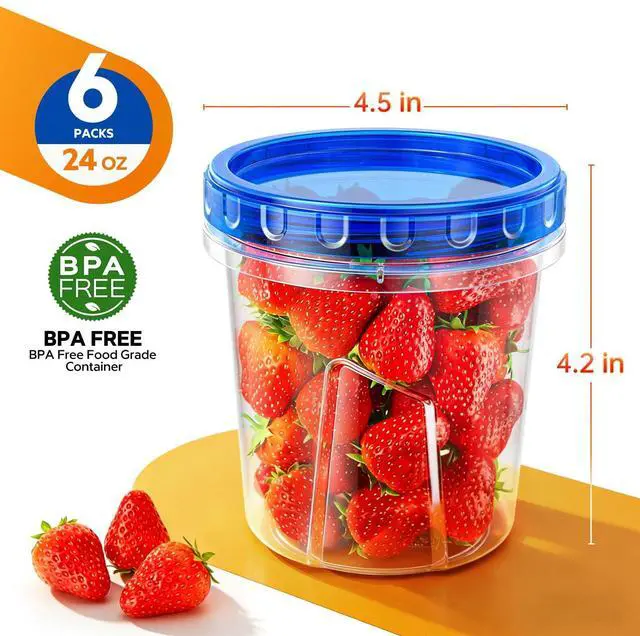 Alt view image 5 of 6 - HOMETALL Freezer Storage Containers, 6 Pack 24 Oz, Airtight Plastic