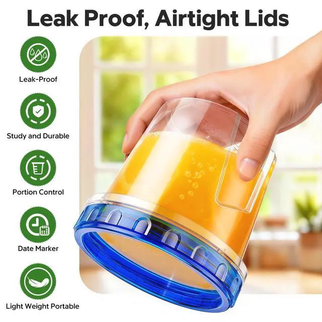 Alt view image 4 of 6 - HOMETALL Freezer Storage Containers, 6 Pack 24 Oz, Airtight Plastic