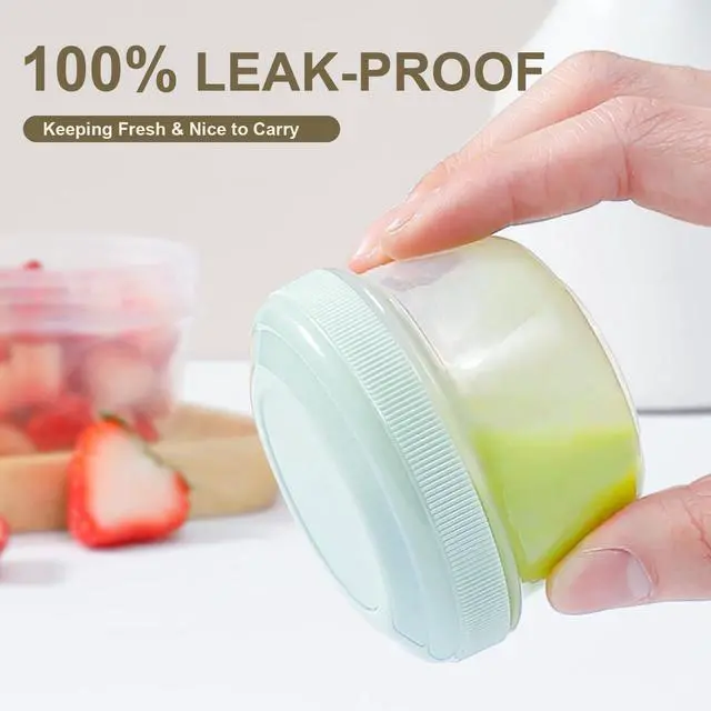 Alt view image 6 of 7 - 8 Pack 4 oz Reusable Plastic Containers with Lids, BPA Free, Dishwasher Safe, for Snack, Puree, Dressing & Freezer