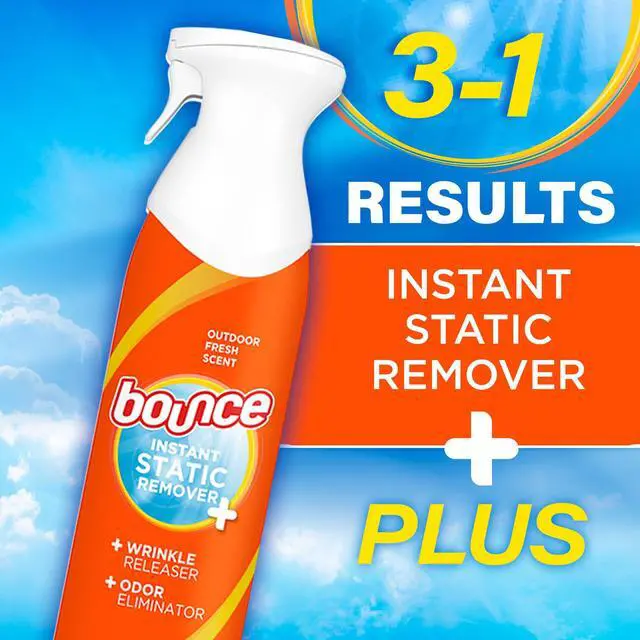 Alt view image 3 of 5 - Bounce 3 in 1 Anti Static Spray, Instant Wrinkle Release, Odor Eliminator & Fabric Refresher, 9.7 Fl Oz (Pack of 1)