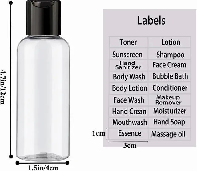 Alt view image 5 of 7 - DNSEN 5 Pack 3.4 oz Plastic Travel Bottles TSA Approved Leakproof Empty with Labels