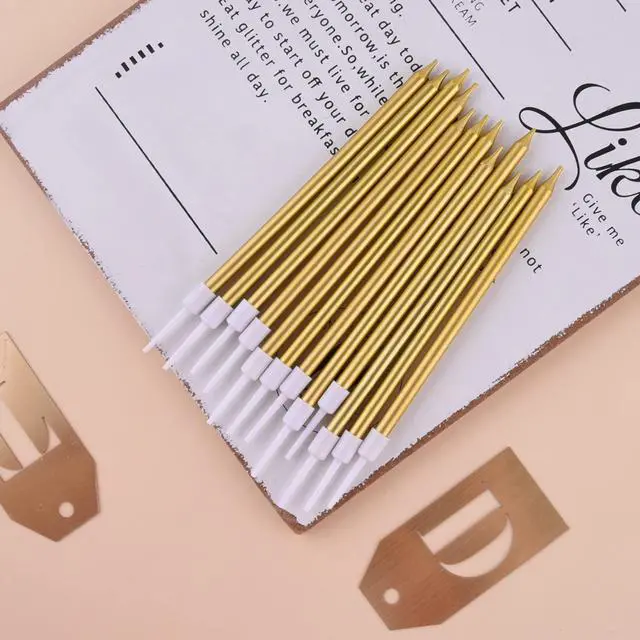 Alt view image 3 of 6 - PHD CAKE Gold Long Thin Metallic Birthday Candles for Birthday Parties, Wedding Decorations