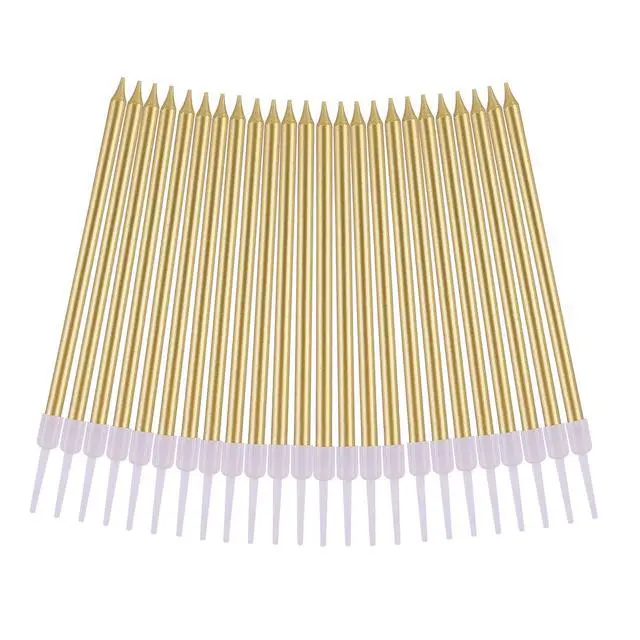 Alt view image 2 of 6 - PHD CAKE Gold Long Thin Metallic Birthday Candles for Birthday Parties, Wedding Decorations