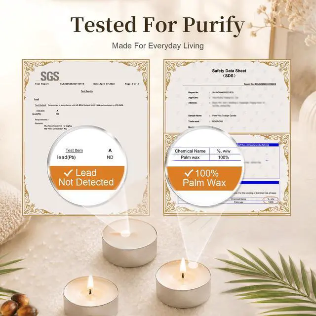 Alt view image 6 of 7 - 80 Pack Palm Wax Tealights, 4 Hour Burn Time