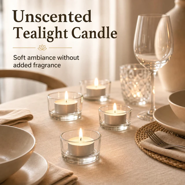 Alt view image 3 of 7 - 80 Pack Palm Wax Tealights, 4 Hour Burn Time