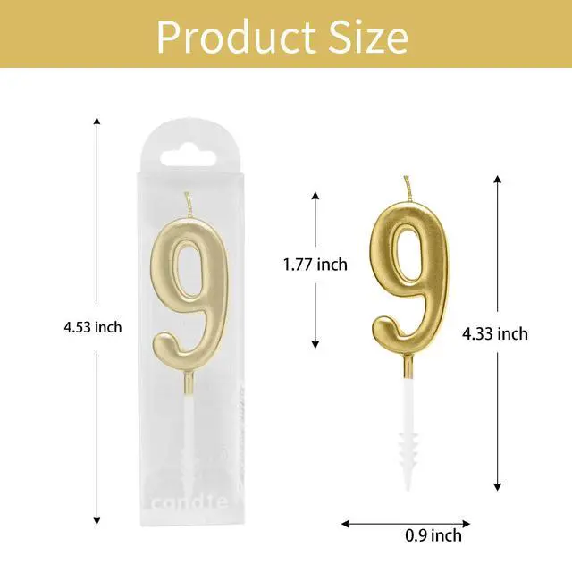 Alt view image 3 of 7 - Beanlieve 10-Pieces Numeral Birthday Candles Numbers 0-9, Champagne Gold, for Birthday Party Cake Decoration and Wedding Anniversary