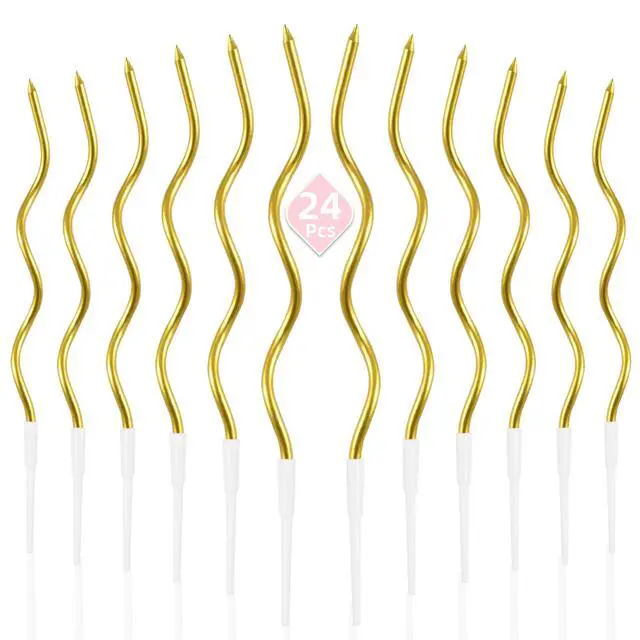Alt view image 6 of 7 - PHD CAKE 24-Count Gold Spiral Long Thin Metallic Birthday Candles for Parties, Weddings, Decorations