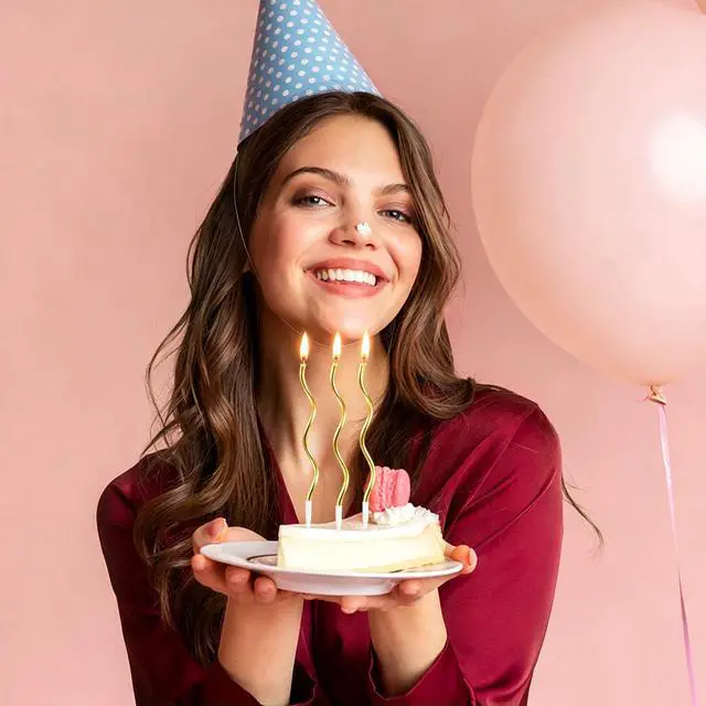 Alt view image 4 of 7 - PHD CAKE 24-Count Gold Spiral Long Thin Metallic Birthday Candles for Parties, Weddings, Decorations