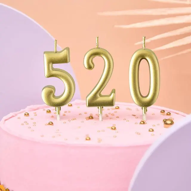 Alt view image 4 of 6 - PHD Cake 10-Piece Gold Number 0-9 Birthday Candles, Glitter Cake Topper for Birthday, Wedding Anniversary, Party Celebration