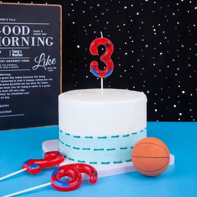 Alt view image 2 of 6 - PHD CAKE Number 3 Spider Birthday Candles, 2.76 Inch Spider Cartoon Themed Cake Candles for Party Celebration