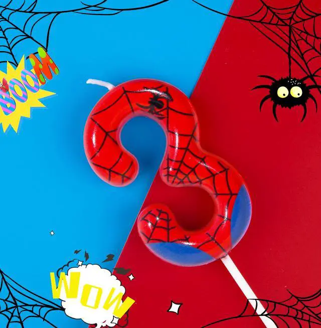 Alt view image 4 of 6 - PHD CAKE Number 3 Spider Birthday Candles, 2.76 Inch Spider Cartoon Themed Cake Candles for Party Celebration