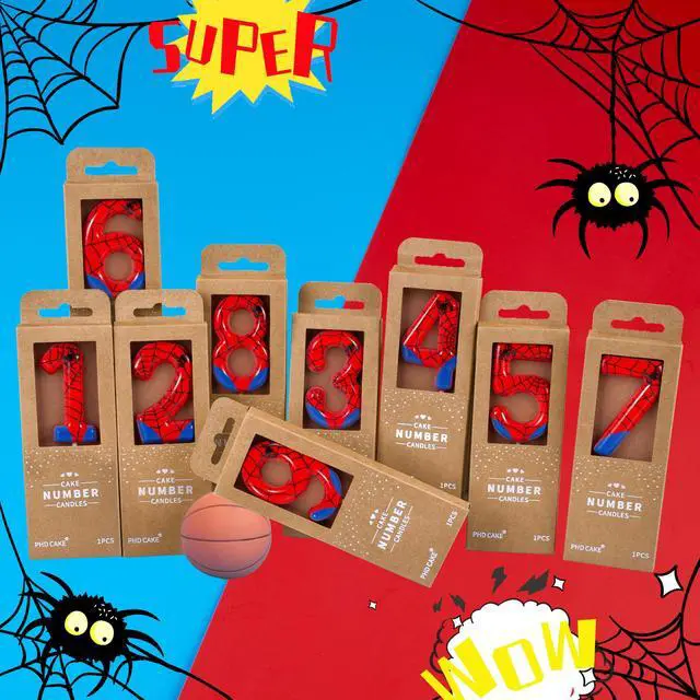 Alt view image 3 of 6 - PHD CAKE Number 3 Spider Birthday Candles, 2.76 Inch Spider Cartoon Themed Cake Candles for Party Celebration