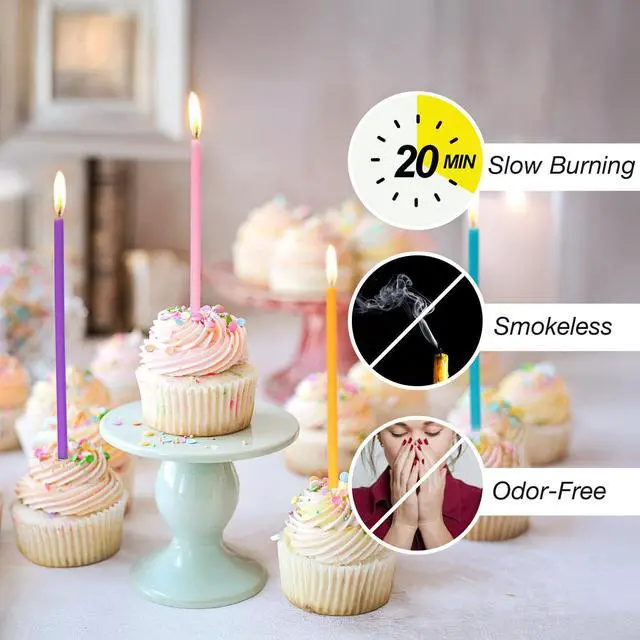 Alt view image 2 of 7 - Rainbow Birthday Candles, 40-Count, 5.5in Tall Thin
