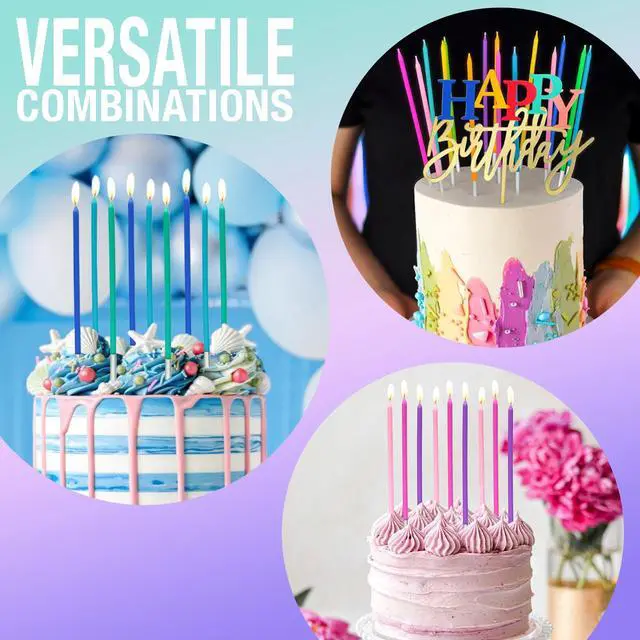 Alt view image 3 of 7 - Rainbow Birthday Candles, 40-Count, 5.5in Tall Thin