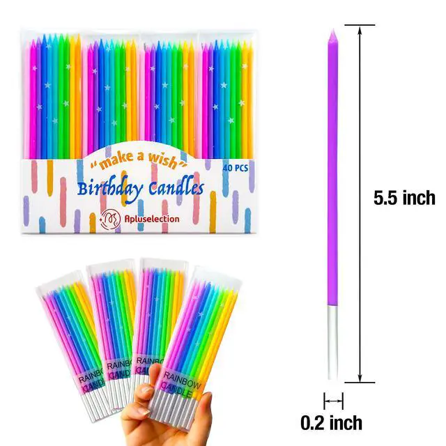 Alt view image 4 of 7 - Rainbow Birthday Candles, 40-Count, 5.5in Tall Thin