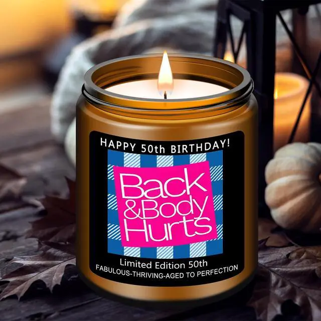 Alt view image 2 of 7 - Homsolver 50th Birthday Lavender Scented Candle Gift for Women and Men, Funny 50th Birthday Decorations