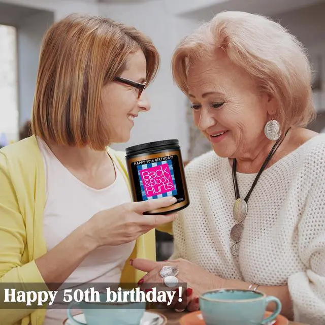 Alt view image 4 of 7 - Homsolver 50th Birthday Lavender Scented Candle Gift for Women and Men, Funny 50th Birthday Decorations