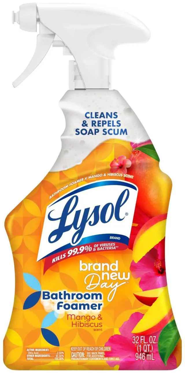 Main image of Lysol Foaming Bathroom Cleaner & Disinfectant Spray, Mango Scent, 32oz