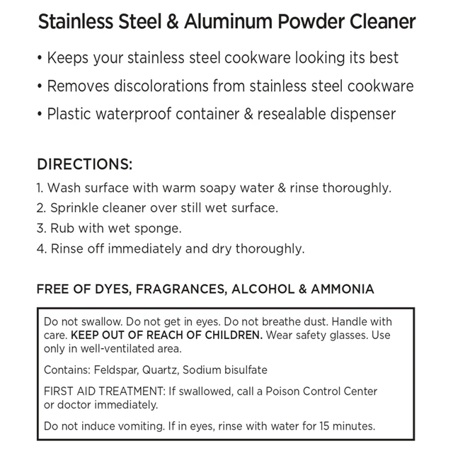 Alt view image 4 of 5 - All-Clad Specialty Powder Stainless Steel Cleaner and Polish 12 oz White for Pots, Pans and Cookware