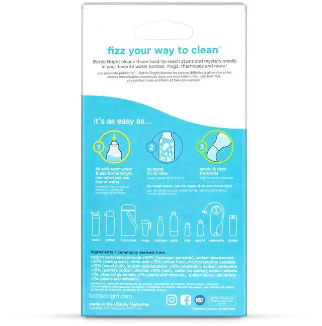 Alt view image 5 of 6 - Bottle Bright Cleaning Tablets (12, 36, 78 Count) - Cleaner for Stainless Steel, Tumblers, Thermos, Removes Coffee Tea Stains, Eliminates Odors, Easy Safe Cleaning
