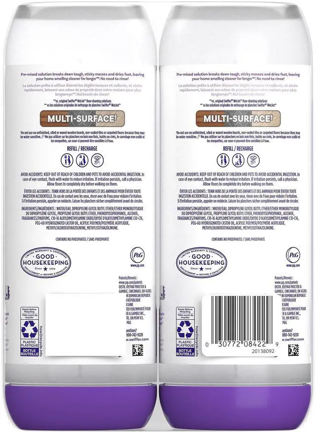 Alt view image 4 of 6 - Swiffer PowerMop Liquid Floor Cleaner Refills, 2 Count, Fresh Scent, Multi-Surface and Wood Floor Mopping Fluid, No Bucket Needed
