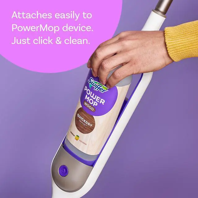 Alt view image 2 of 6 - Swiffer Power Mop Wood Refill Solution, QuickDry Hardwood Floor Cleaner, All-Purpose Multi-Surface, Lemon Scent, 50.7oz